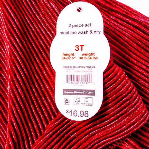 Wonder Nation Toddler Girls Red Velour Holiday Top & Pants Set ~ 4T ~ New w/Tags - Picture 2 of 14